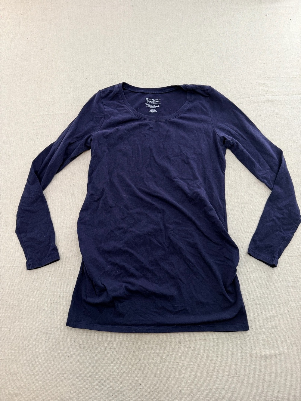 Motherhood Navy BumpStart Maternity Long Sleeve Scoop Neck Top - Navy
